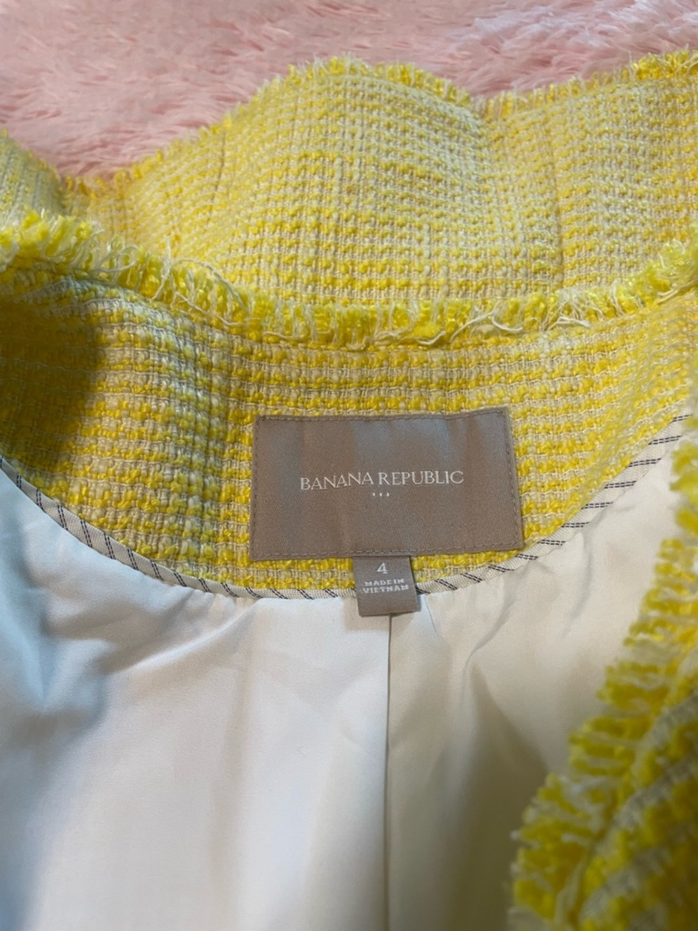 Banana Republic Lemon Yellow Tweed Pocket Blazer - Picture 2 of 10